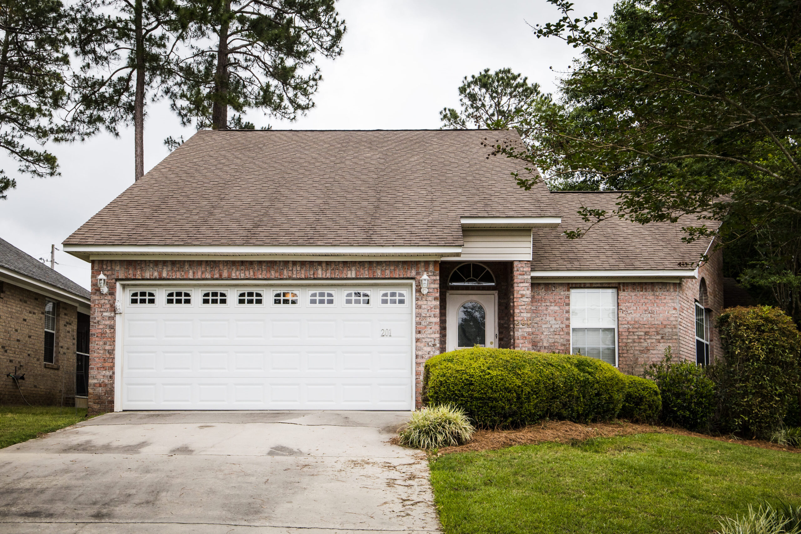 Front view of house garage
