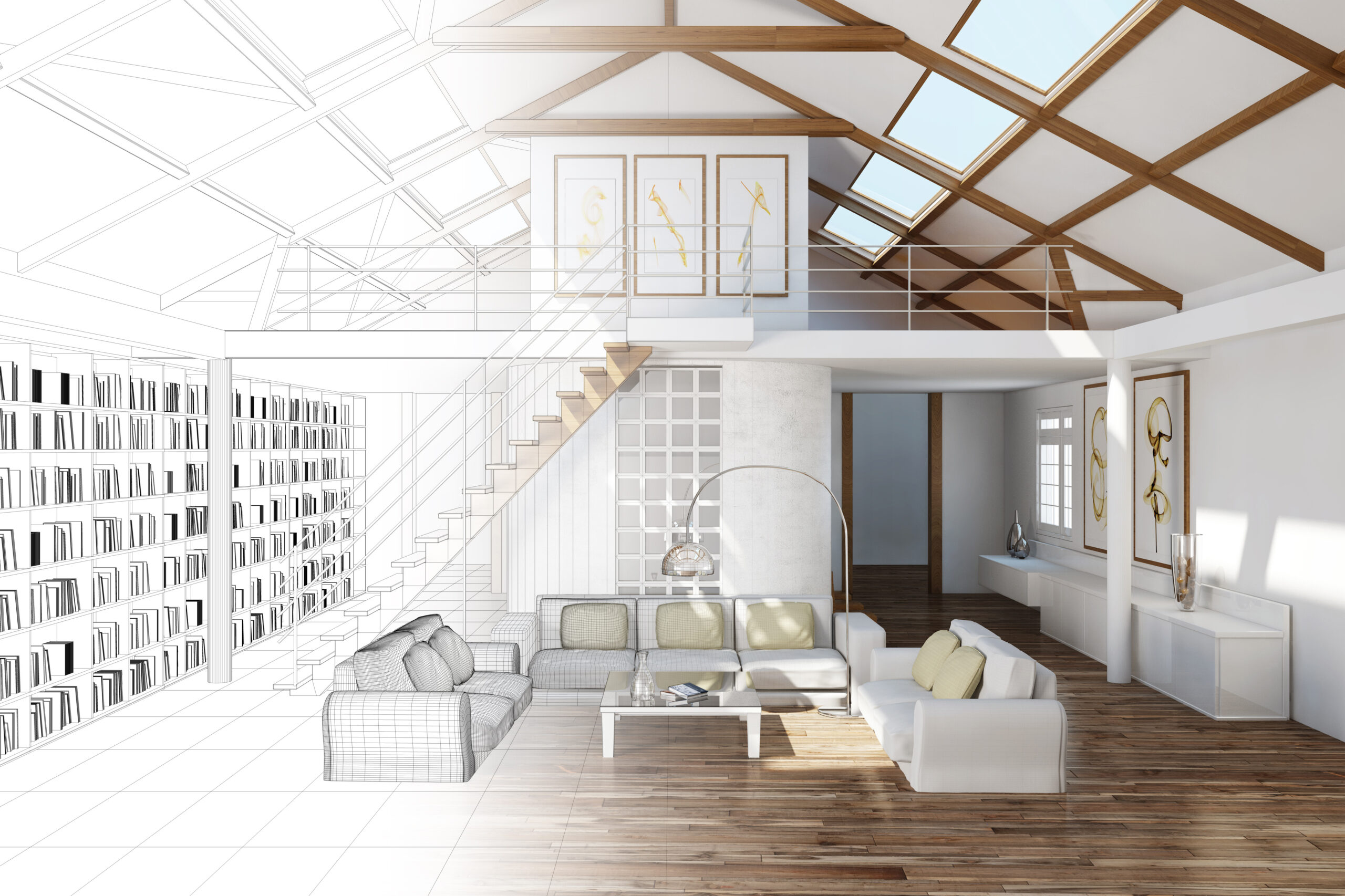 Room planning for living room in the top floor of a house
