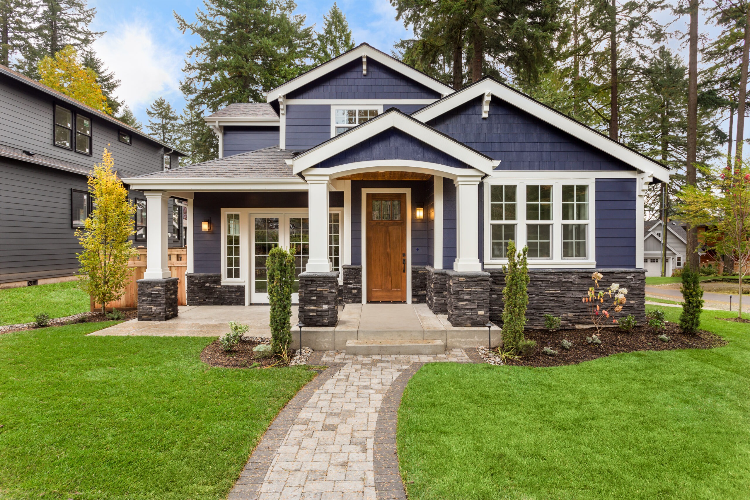 Beautiful exterior of newly built luxury home